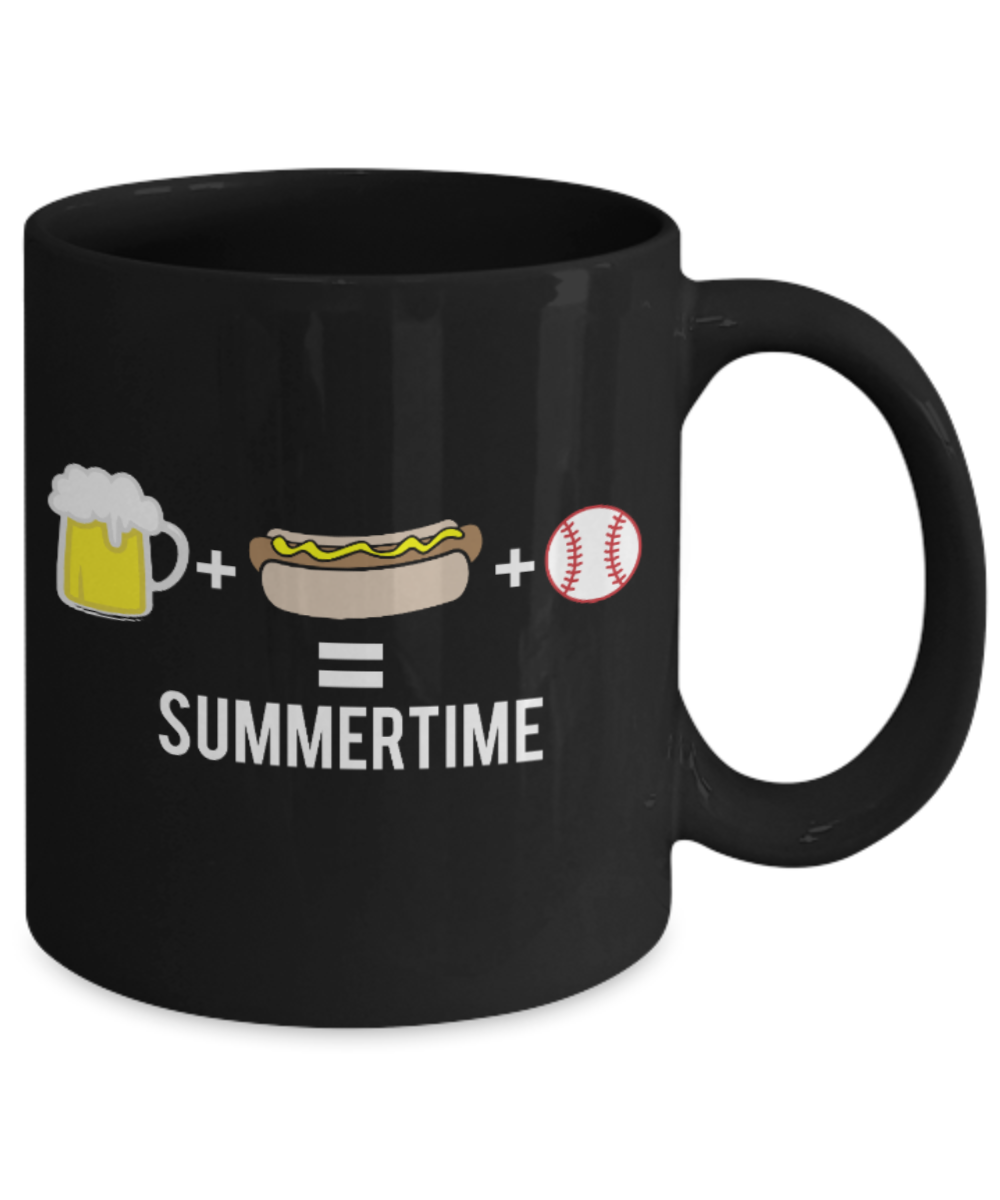 Fitness Lovers mugs , Summertime Snacks - Black Coffee Mug Porcelain Tea Cup 11 oz - Great Gift