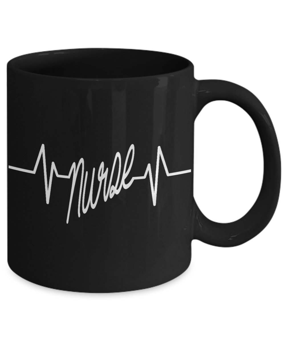 Nurse Graduation Gift Coffee mug, Nurse With Heart Beats -Black Porcelain Coffee Mug 11 oz for Girlfriend, Boyfriend, Wife, Husband, Nurse, medical, Nursing , Student