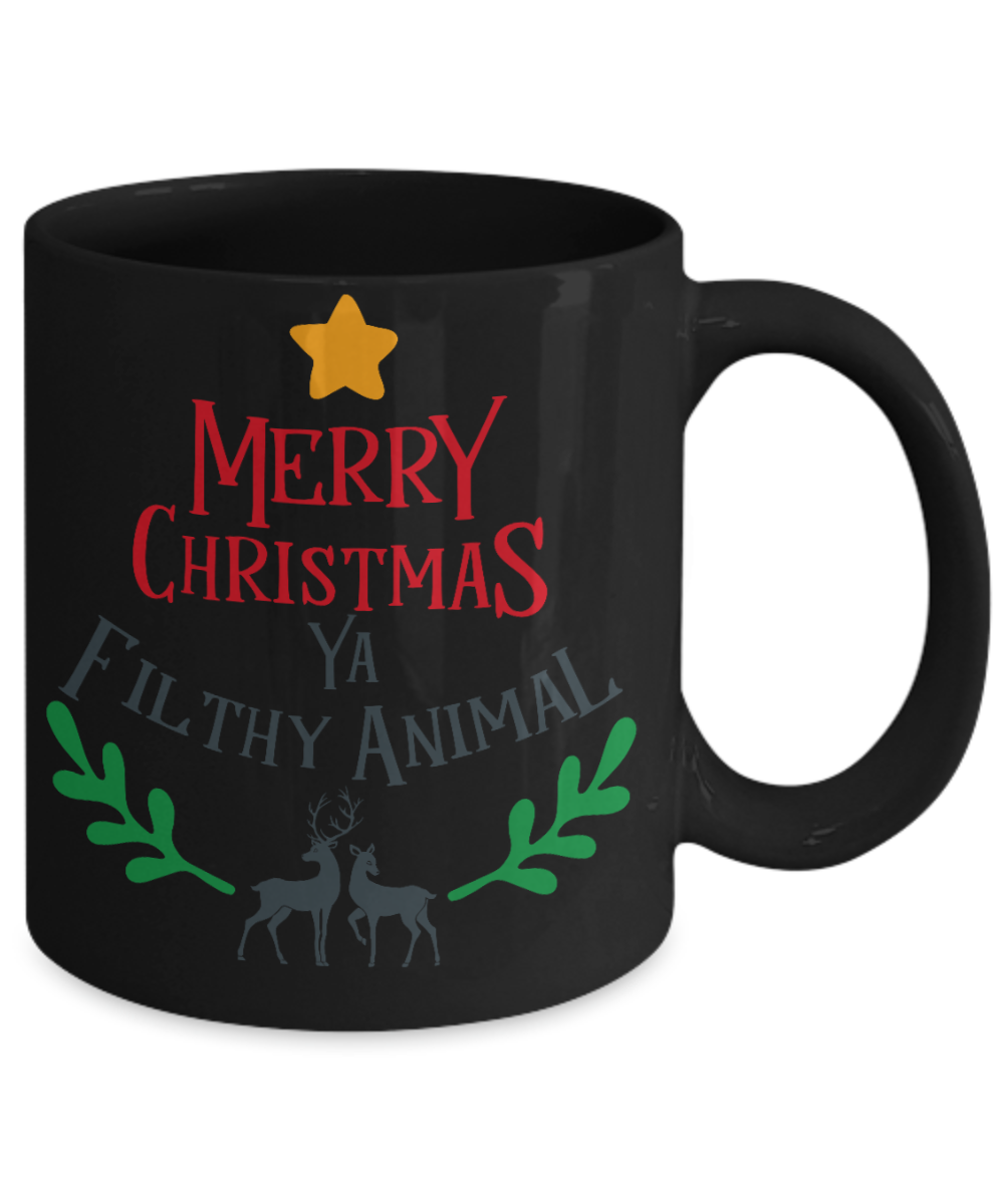 Knightmare before christmas mug - Merry Christmas Ya Filthy Animal - Funny Christmas Gifts Mugs, Christmas Gifts for family Ceramic Cup Black, Funny Mugs Gift Ideas 11 Oz