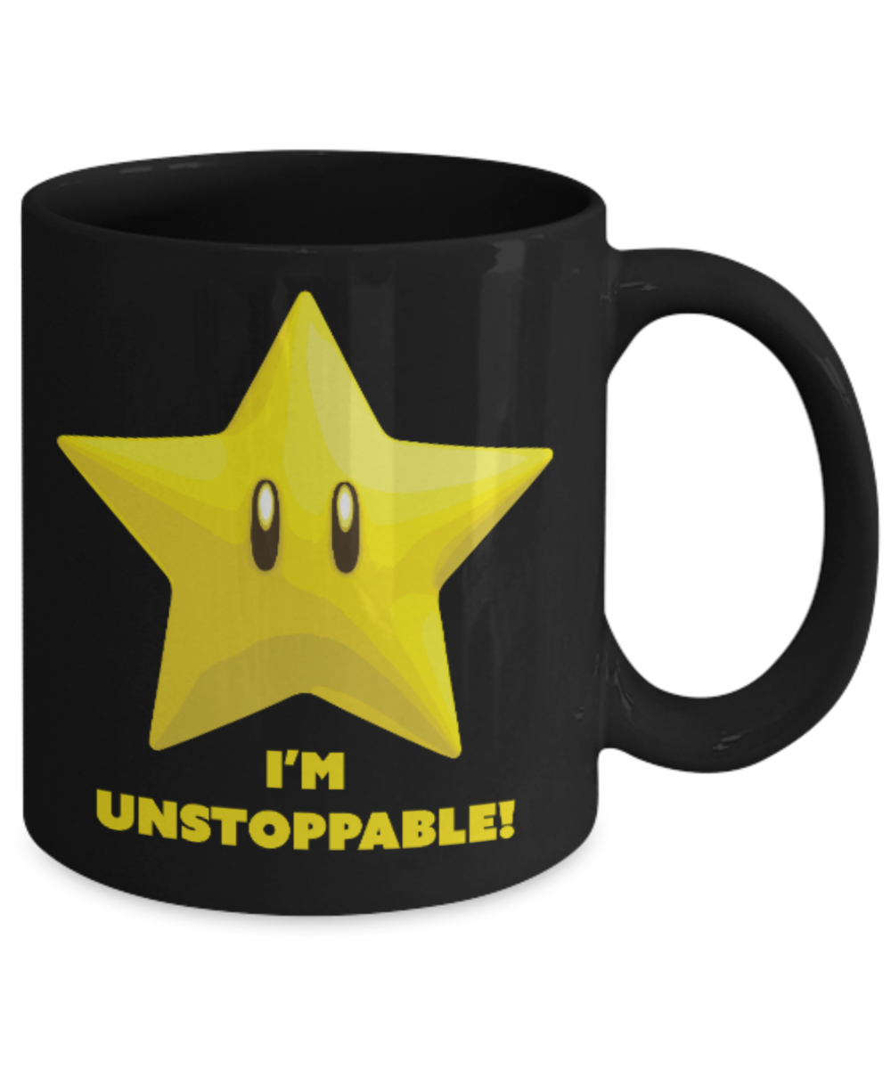 Games Lovers mugs, I'm Unstoppable - Black Coffee Mug Porcelain Tea Cup 11 oz - Great Gift
