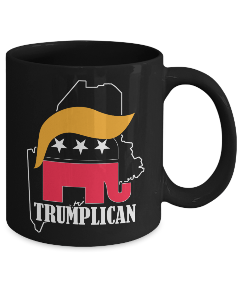 Trumplican - Black Coffee Mug Porcelain Tea Cup 11 oz - Great Gift