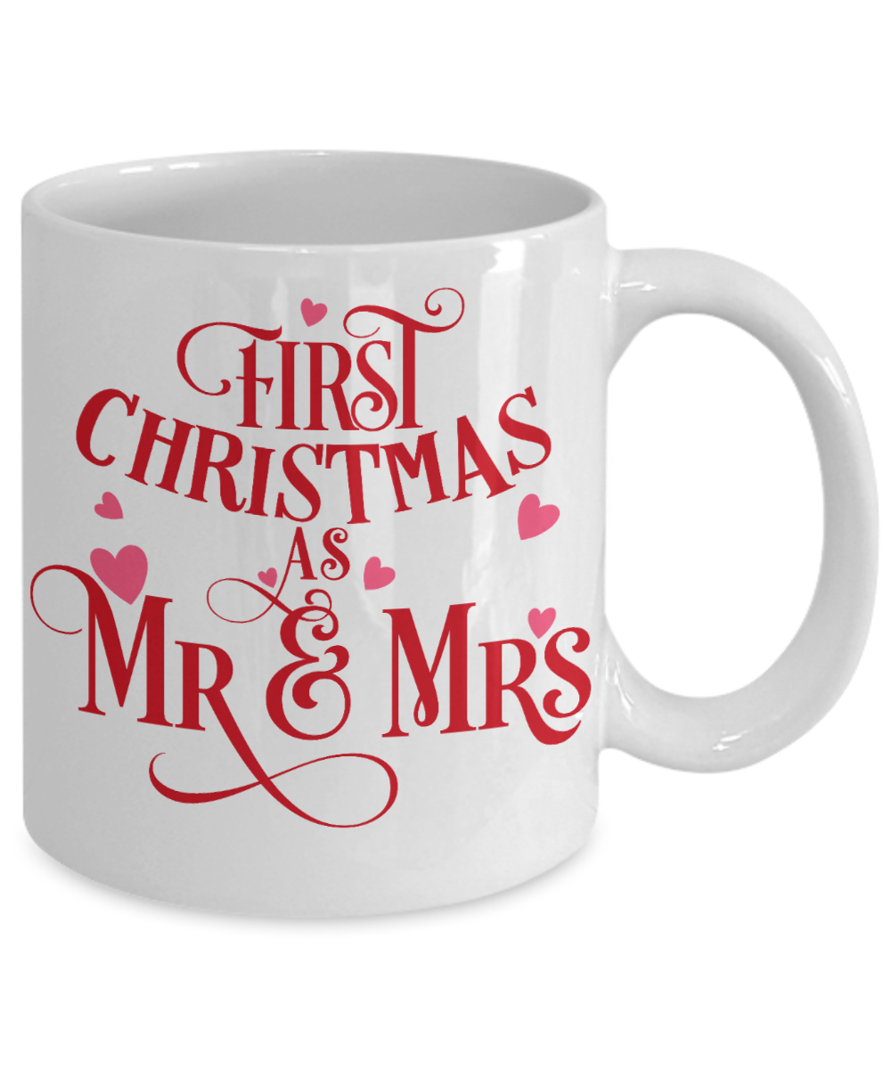 Christmas Gifts for Couples - First Christmas as mr and mrs - Funny Christmas Gift Mugs, Christmas Gifts for family Ceramic Cup White, Funny Mugs Gift Ideas 11 Oz