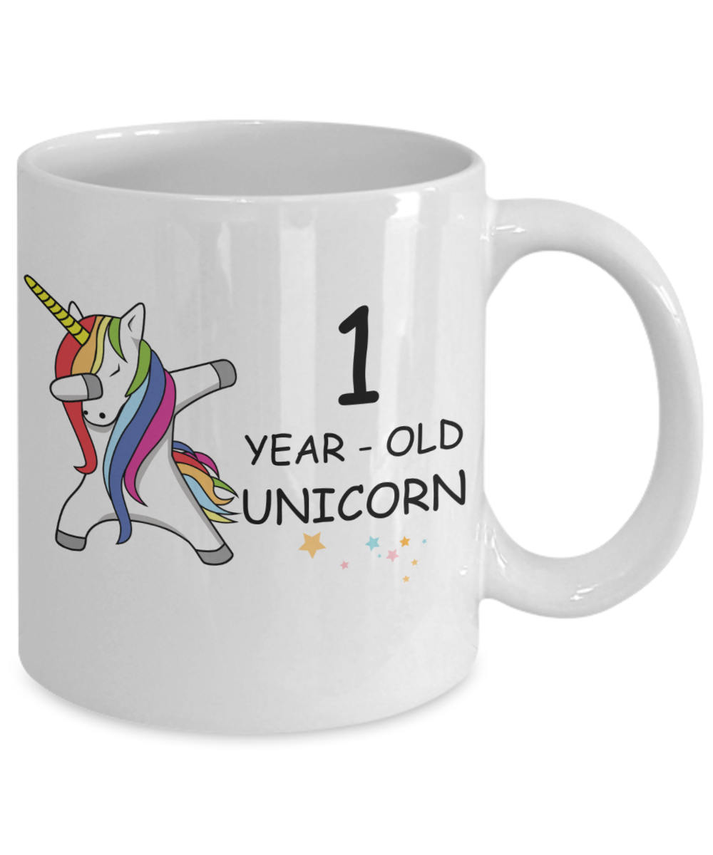 1st Birthday Gift for Women - 1 Year Old Unicorn Dabbing Mug - Funny White Porcelain Coffee 11 oz for Grandma, Mom, Sister, Best Friend, Women, Her - Legends are Born In 2019