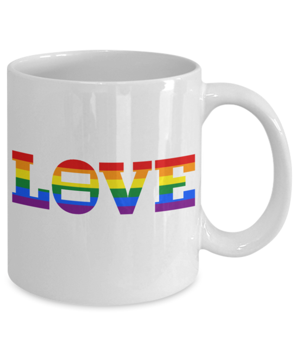 Love - Black Coffee Mug Porcelain Tea Cup 11 oz - Great Gift