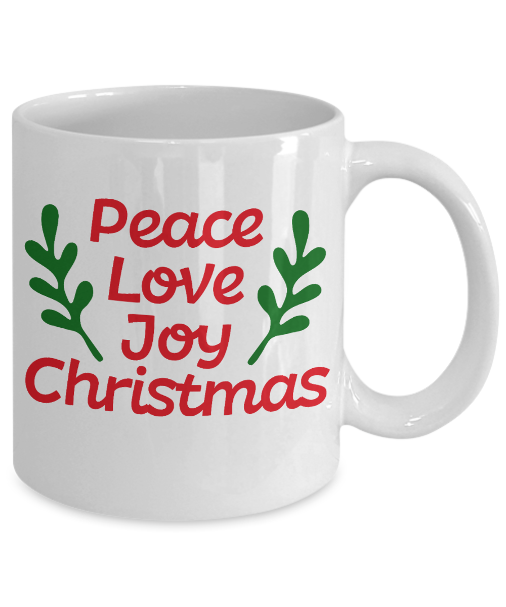 Knightmare before christmas mug - Peace Love Joy Christmas - Funny Christmas Gift Mugs, Christmas Gifts for family Ceramic Cup White, Funny Mugs Gift Ideas 11 Oz