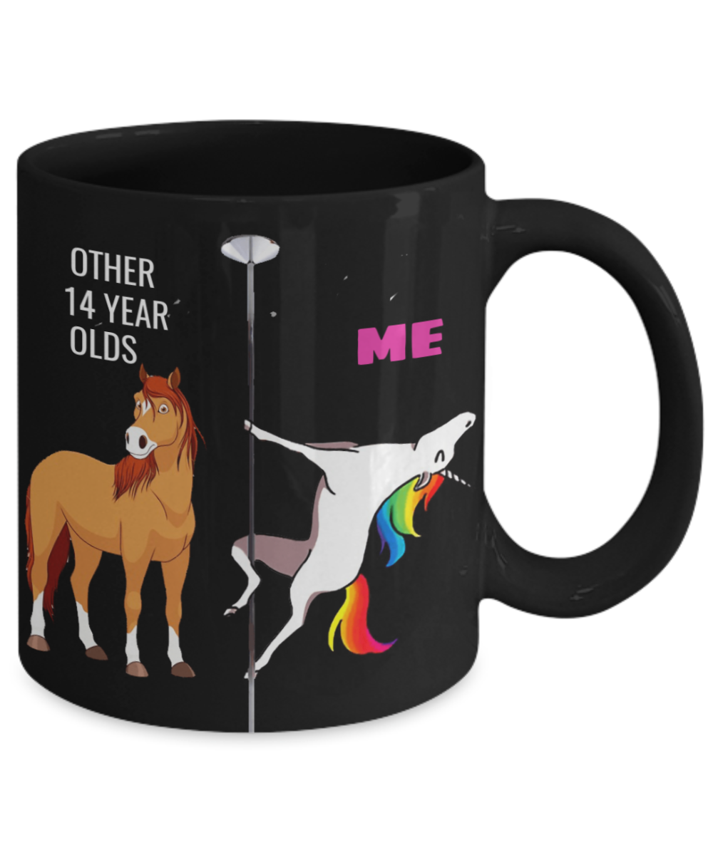 Unicorn Birthday gift 14th Birthday Gift for Women - Other 14 Year Olds Me Unicorn Coffee Mug - Black Porcelain Coffee 11 oz for Grandma, Mom, Sister, Best Friend, Women, Her - Born In 2006