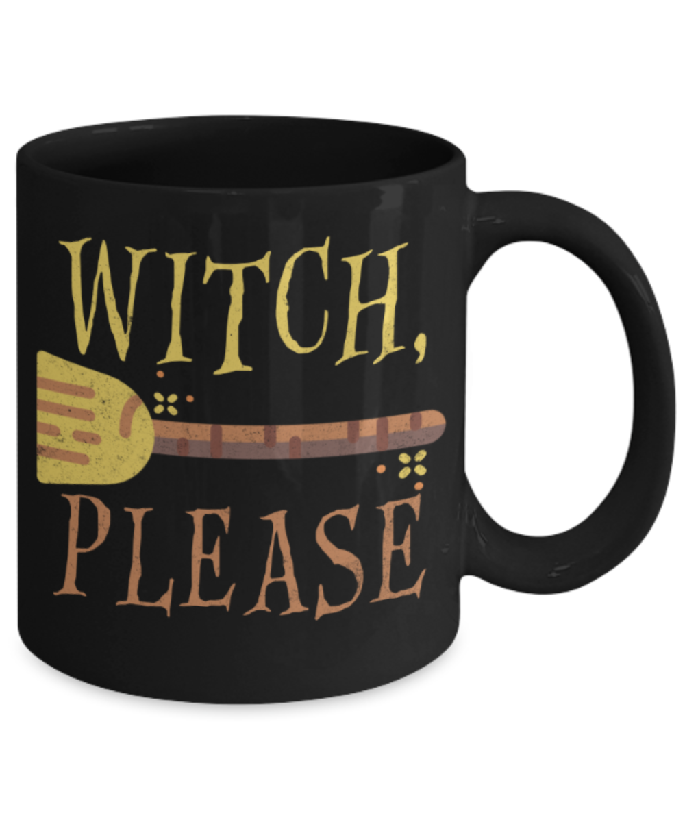 Midnight mug rogue - Witch Please - Black Porcelain Coffee Mug Cute Ceramic Cup 11 oz