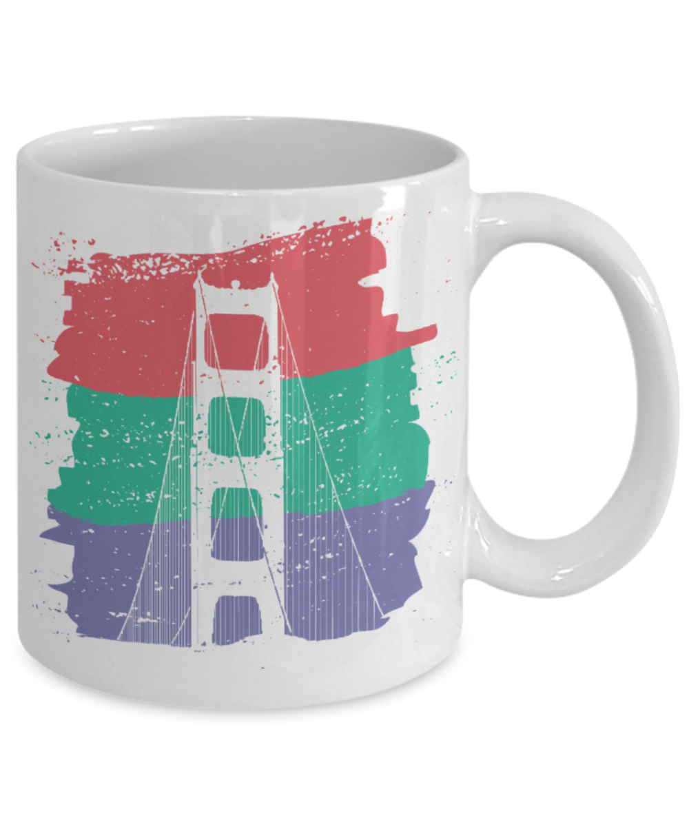 Fashion/Trends Lovers mugs , Goldengate Paintstrokes - White Coffee Mug Porcelain Tea Cup 11 oz - Great Gift