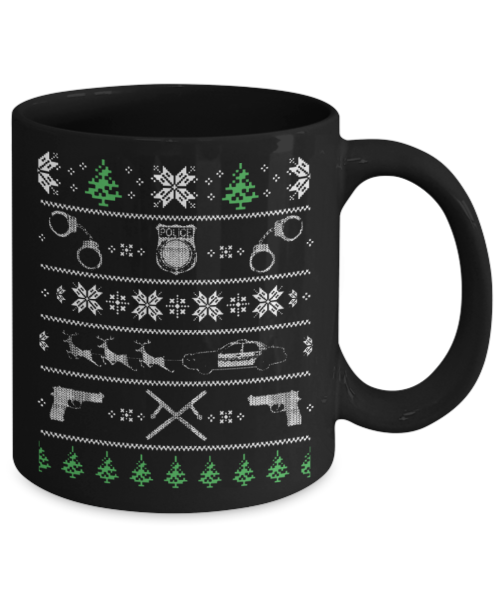 Peets coffee k cups christmas blend , Christmas Police - Black Coffee Mug Porcelain Tea Cup 11 oz - Great Gift