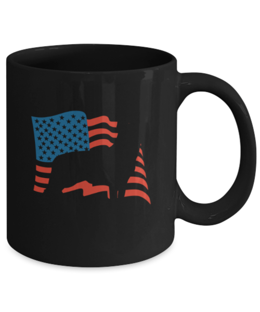 Gift gor cat lovers , USA German Shepherd - Black Coffee Mug Porcelain Tea Cup 11 oz - Great Gift