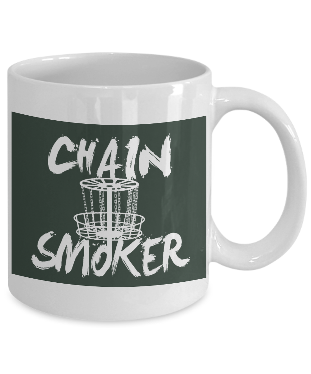 Cigar Smoker Funny Gift Coffee Mug, Chain Smoker-White Porcelain Coffee Mug 11 oz