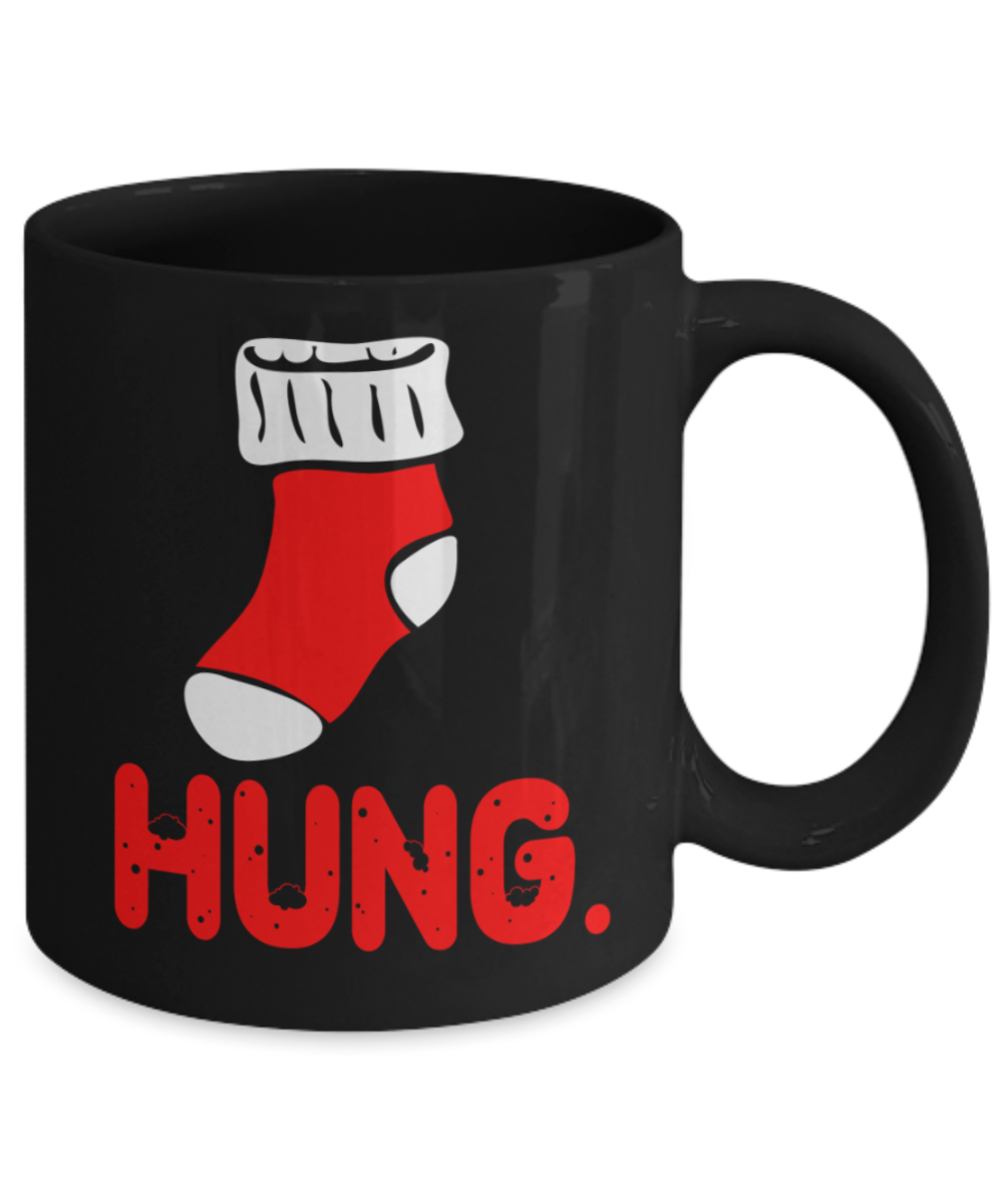 Christmas gift ideas, Hung - Funny Black Porcelain Coffee Mug Cute Ceramic Cup 11 oz