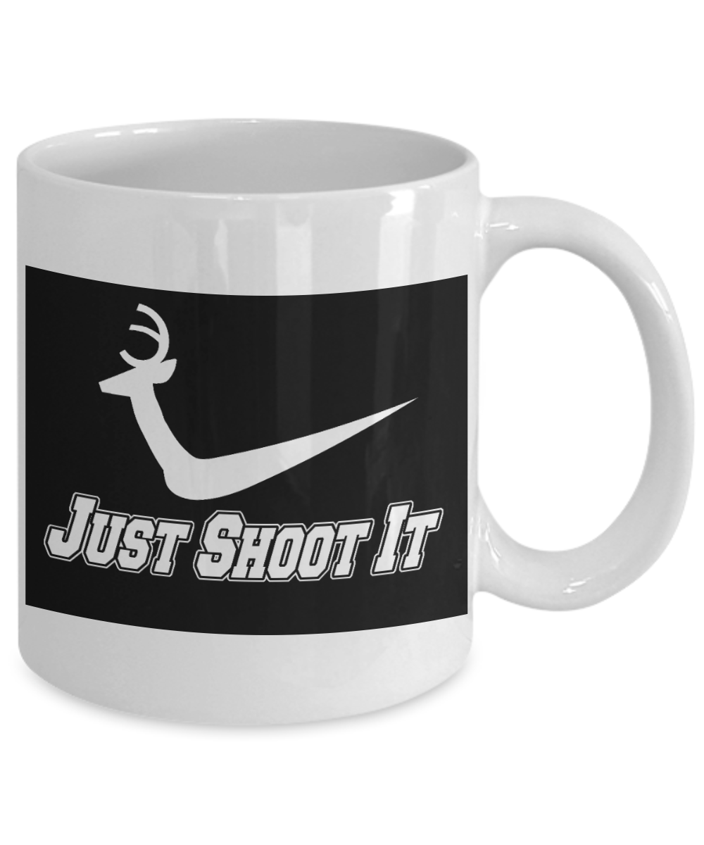 Deer Hunting Dad Custom Gift Coffee mug, Just Shoot It-White Porcelain Coffee Mug 11 oz
