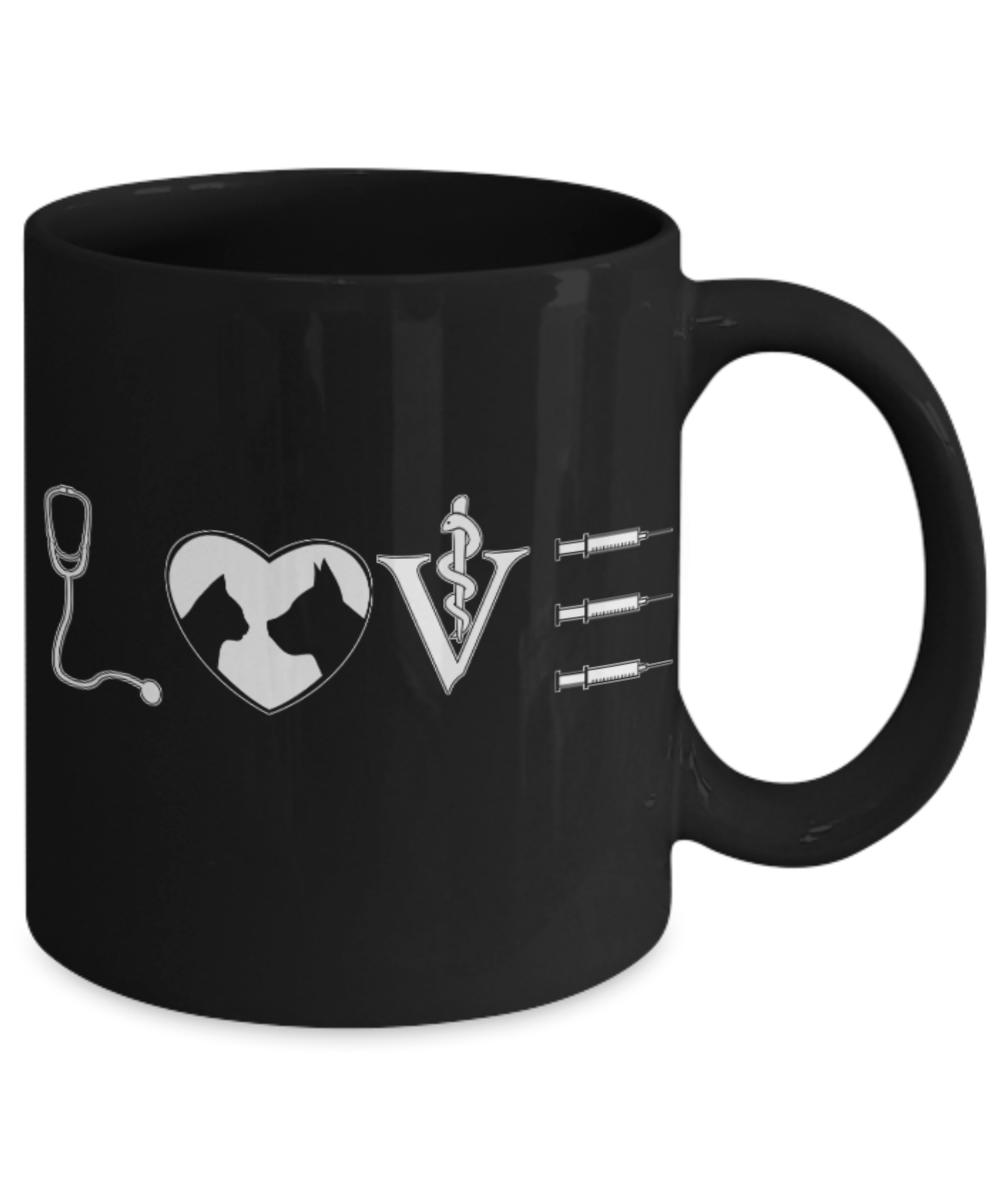 Doctors Lovers Mugs , Love Doctors - Black Coffee Mug Porcelain Tea Cup 11 oz - Great Gift