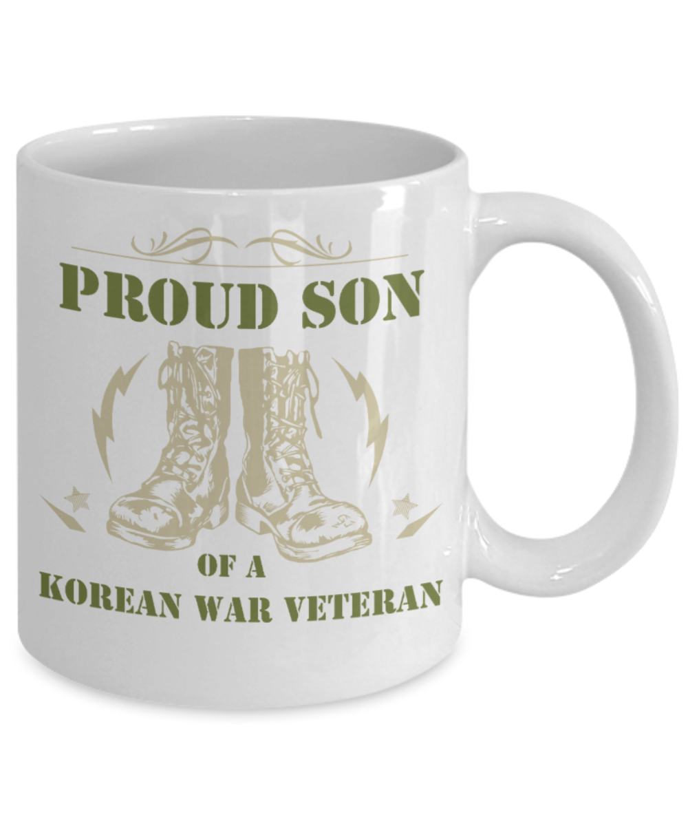 Son Lovers Mugs , Proud Son of Korean War Veteran - White Coffee Mug Porcelain Tea Cup 11 oz - Great Gift