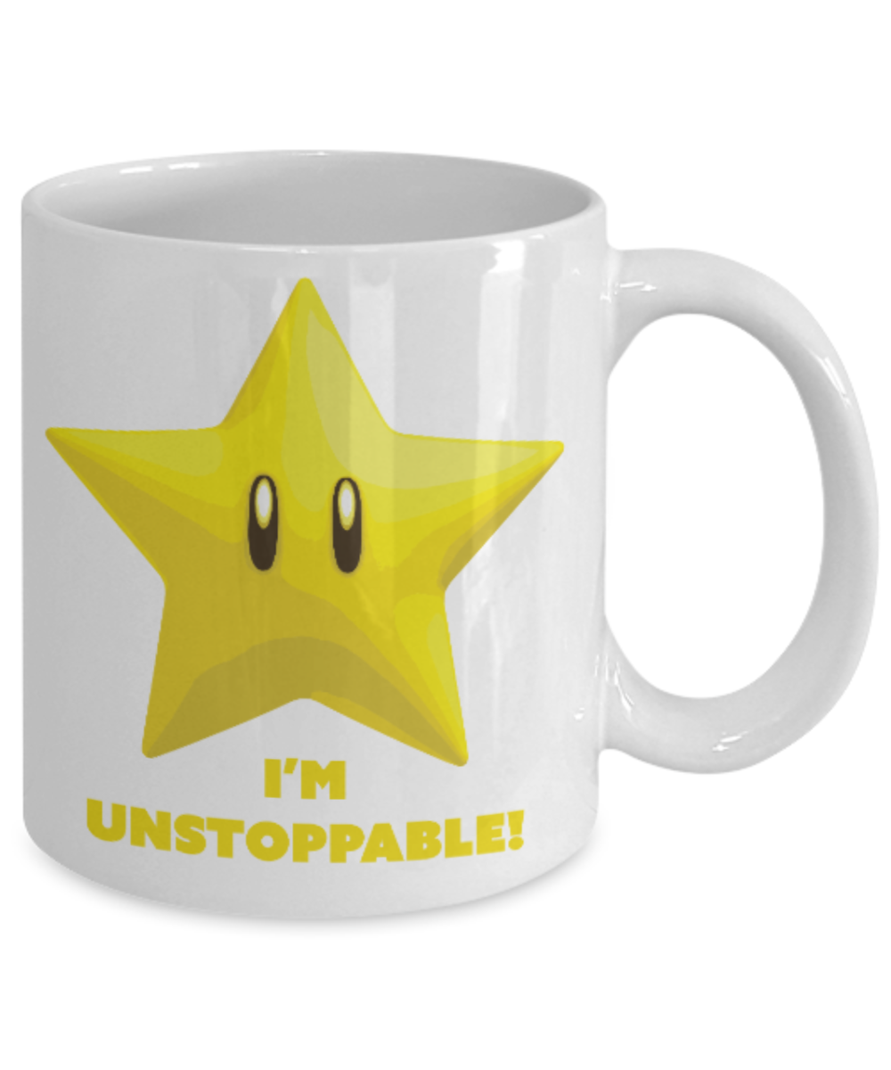 Games Lovers mugs, I'm Unstoppable - White Coffee Mug Porcelain Tea Cup 11 oz - Great Gift