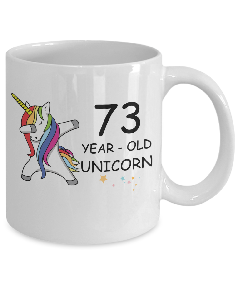 Unicorn Birthday gift 73rd Birthday Gift for Women - 73 Year Old Unicorn Dabbing Mug - Funny White Porcelain Coffee 11 oz, 73rd Anniversary Bday Gift for Grandma, Mom, Sister, Bestie - Legends are Born In 1947