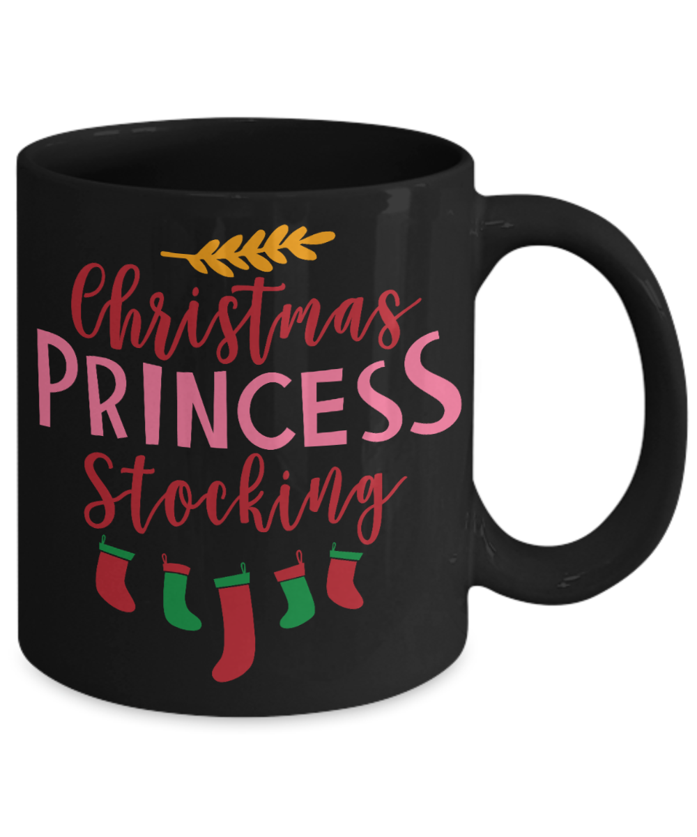 Nightnare before christmas mug - Christmas Princess Stocking - Funny Christmas Gifts Mugs, Christmas Gifts for family Ceramic Cup Black, Funny Mugs Gift Ideas 11 Oz