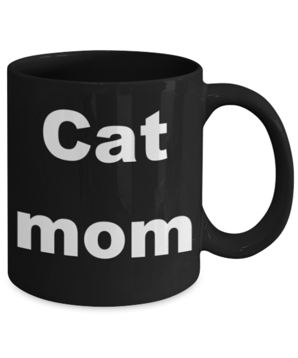 Cat Mom - Black Porcelain Coffee 11 oz