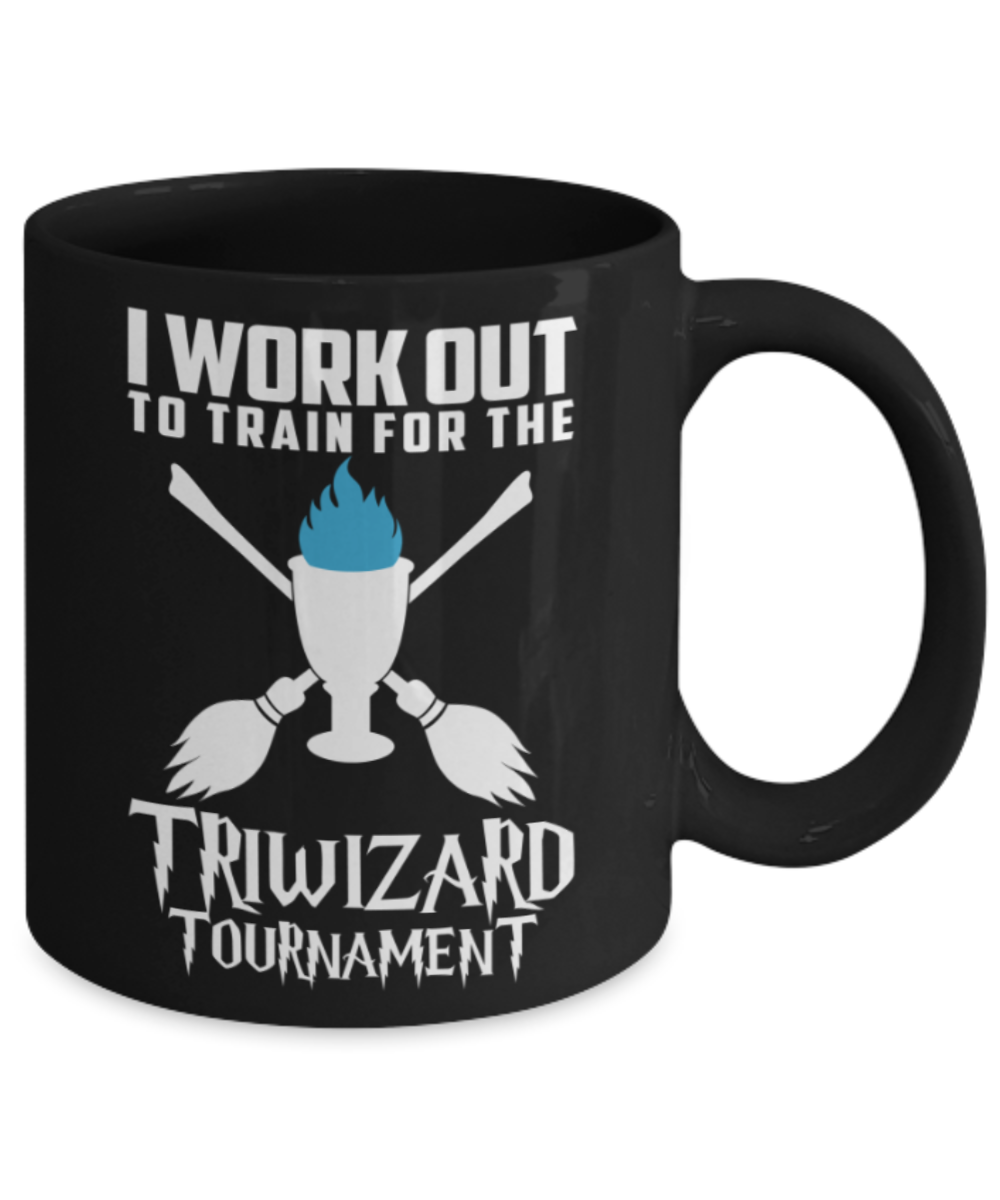 Workout Lovers Mugs , Triwizard tournament - Black Coffee Mug Porcelain Tea Cup 11 oz - Great Gift