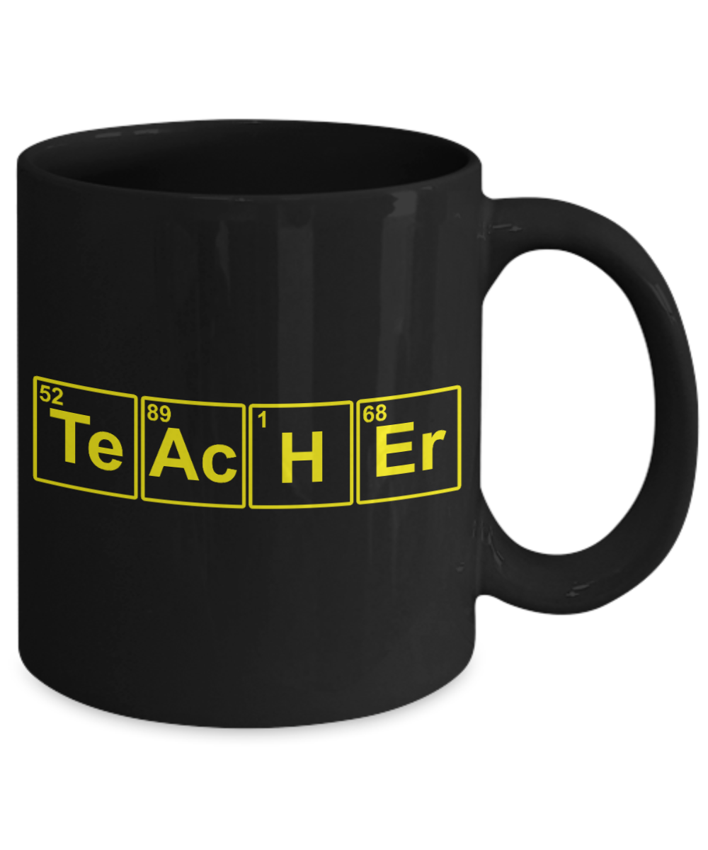 Best Teacher Ever Gift Coffee Mug, Periodic Table Teacher-Black Porcelain Coffee Mug 11 oz For Teacher,Chemistry, Teachers Day, Birthday, Christmas, Gift