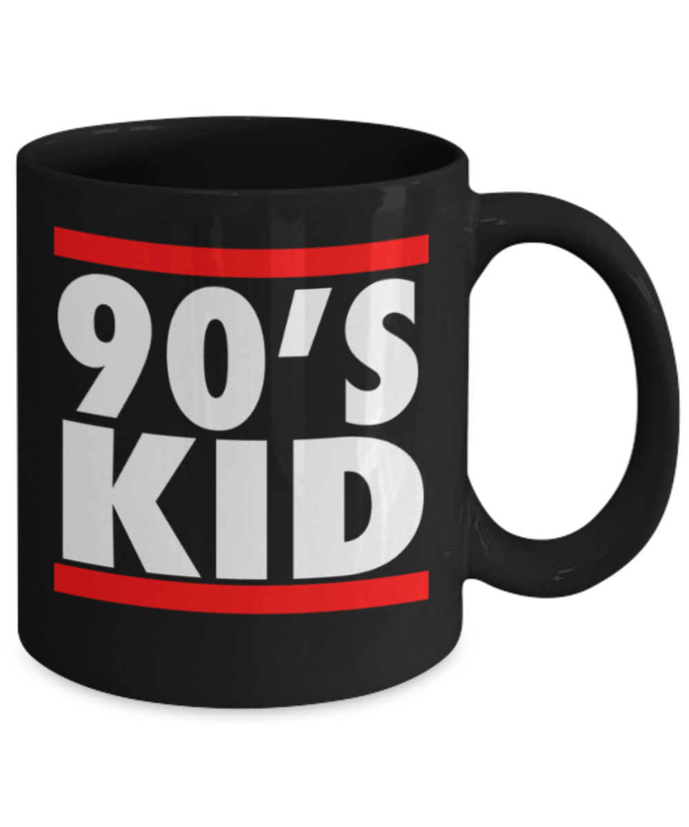 Kids Lovers Mugs , 90's Kids - Black Coffee Mug Porcelain Tea Cup 11 oz - Great Gift
