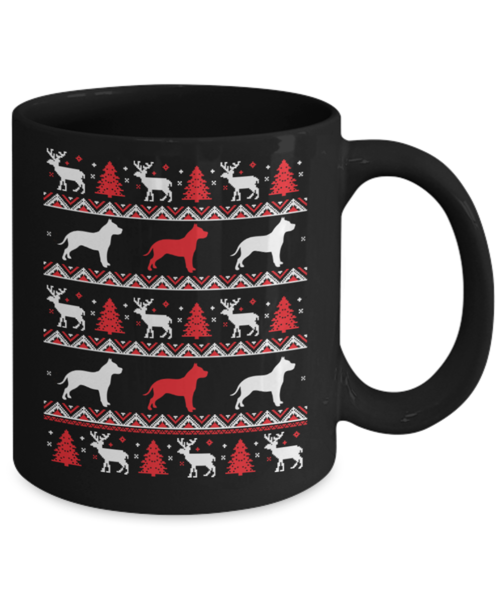 Gift gor dog lovers , Pug Xmas - Black Coffee Mug Porcelain Tea Cup 11 oz - Great Gift