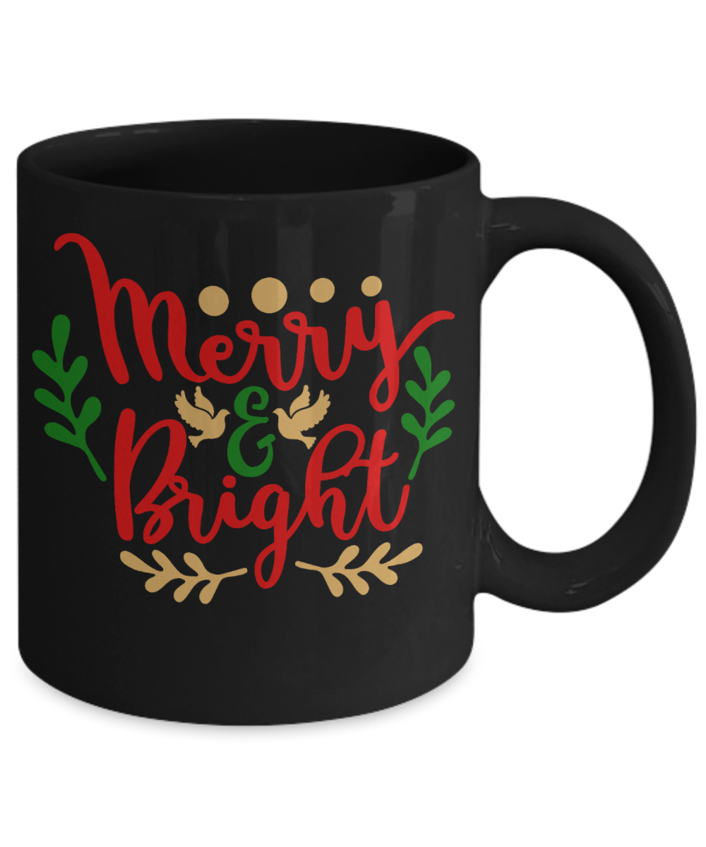 Knightmare before christmas mug - Merry and Bright - Funny Christmas Gifts Mugs, Christmas Gifts for family Ceramic Cup Black, Funny Mugs Gift Ideas 11 Oz
