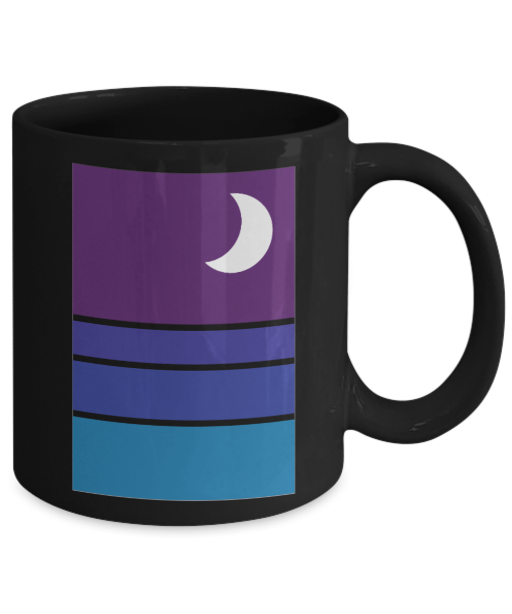 Fashion/Trends Lovers mugs , Night Beach - Black Coffee Mug Porcelain Tea Cup 11 oz - Great Gift