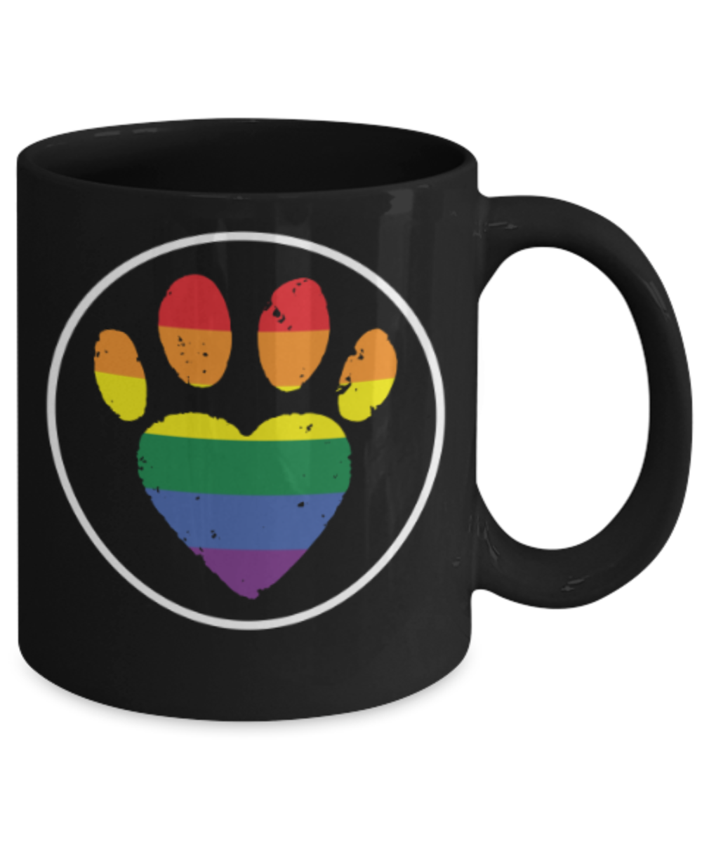 Gift gor cat lovers , Paw - Black Coffee Mug Porcelain Tea Cup 11 oz - Great Gift