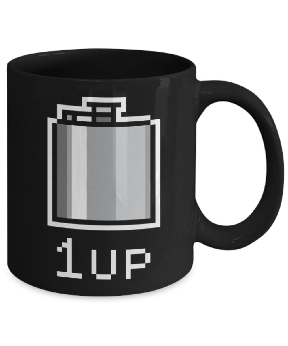 Pop culture lovers mugs , Flask - Black Coffee Mug Porcelain Tea Cup 11 oz - Great Gift