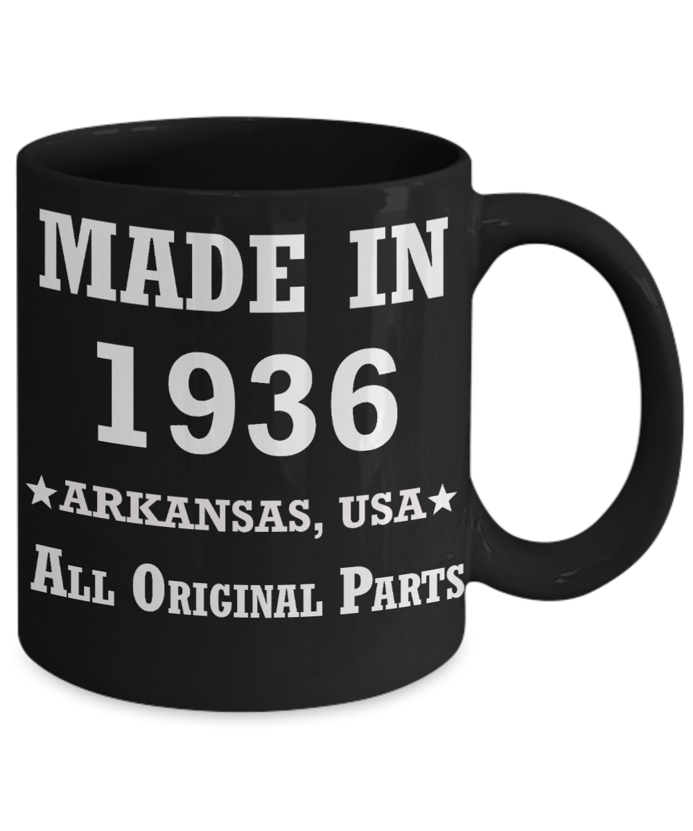 83rd birthday gifts for Men/Women - Made in 1935 All Original Parts Arkansas - Best 83rd Birthday Gifts for family Ceramic Cup Black, Funny Mugs Gift Ideas 11 Oz