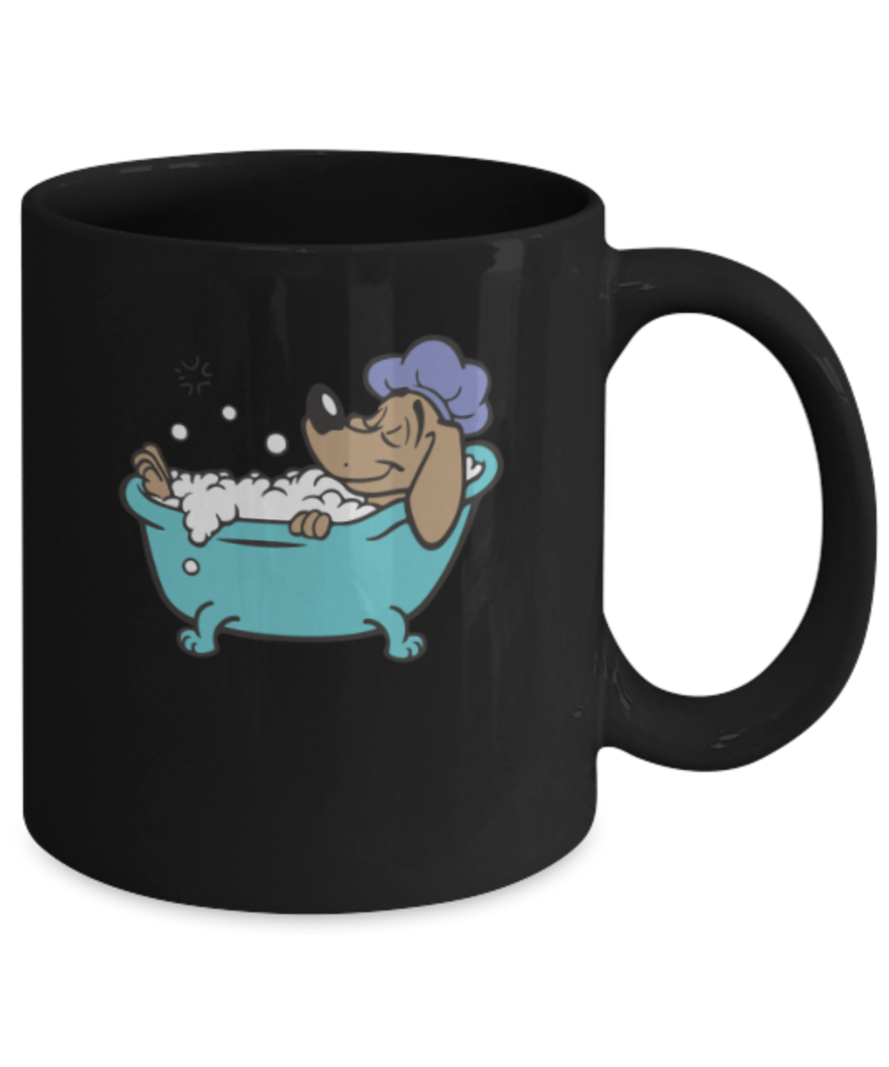 Gift gor dog lovers , Welcome to the dood life - Black Coffee Mug Porcelain Tea Cup 11 oz - Great Gift