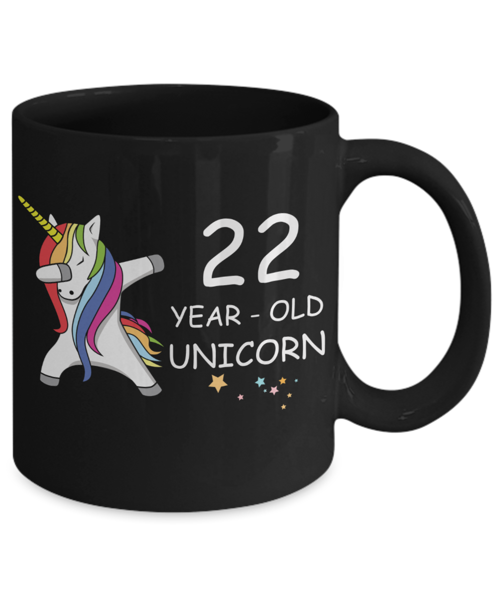 Unicorn Birthday gift 22nd Birthday Gift for Women - 22 Year Old Unicorn Dabbing Mug - Funny Black Porcelain Coffee 11 oz, 22nd Anniversary Bday Gift for Grandma, Mom, Sister, Bestie - Legends are Born In 1998