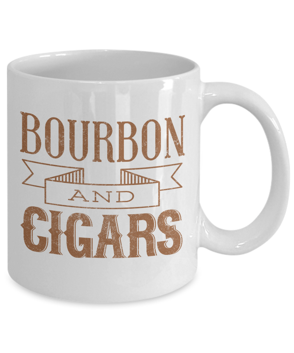 I Smoke Cigar Coffee mug, Bourbon And Cigars-White Porcelain Coffee Mug 11 oz for Husband, Dad, Boyfriend,Grandpa