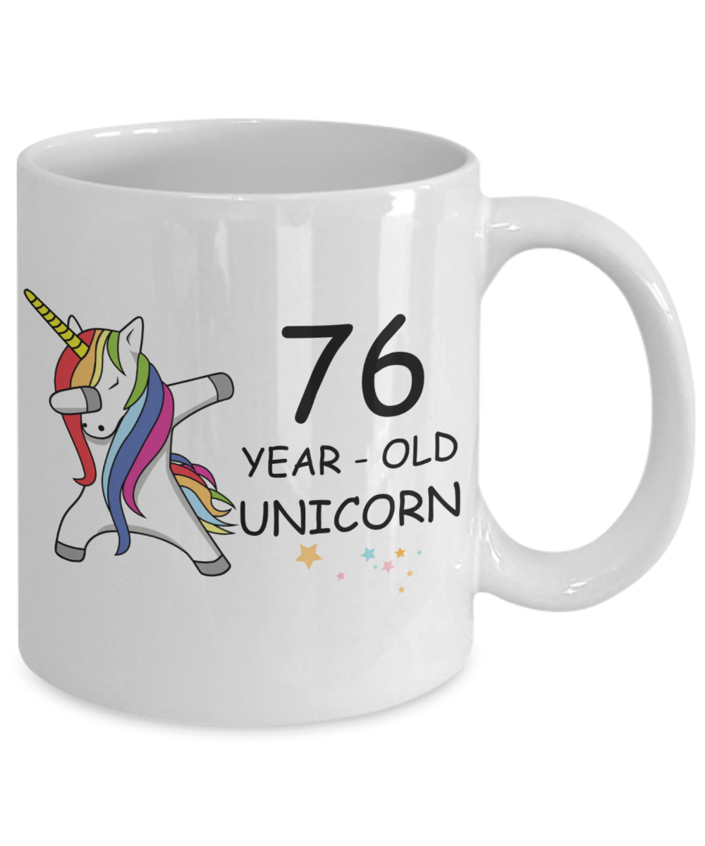 76th Birthday Gift for Women - 76 Year Old Unicorn Dabbing Mug - Funny White Porcelain Coffee 11 oz for Grandma, Mom, Sister, Best Friend, Women, Her - Legends are Born In 1944