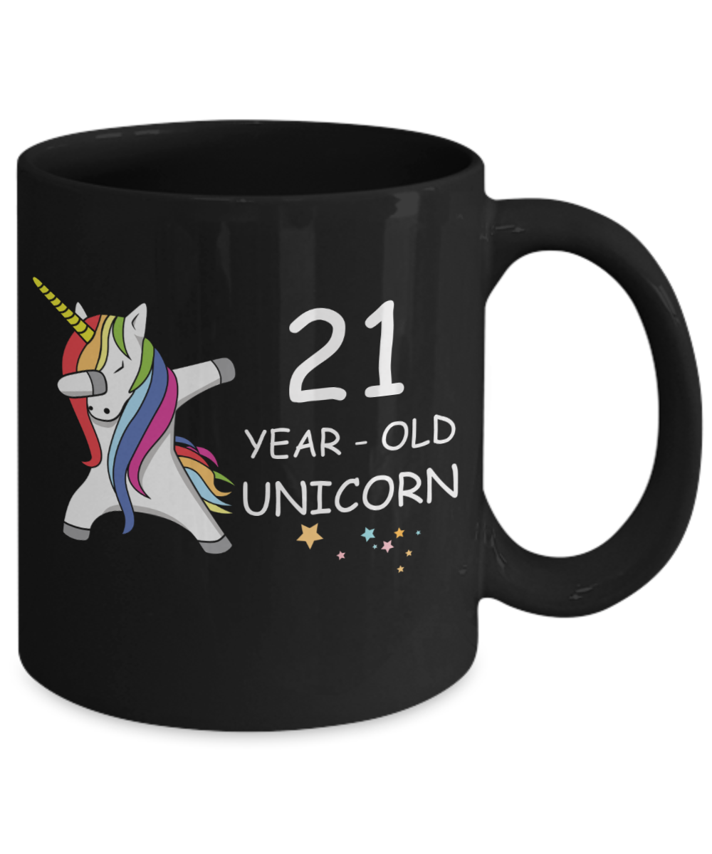 Unicorn Birthday gift 21st Birthday Gift for Women - 21 Year Old Unicorn Dabbing Mug - Funny Black Porcelain Coffee 11 oz, 21st Anniversary Bday Gift for Grandma, Mom, Sister, Bestie - Legends are Born In 1999