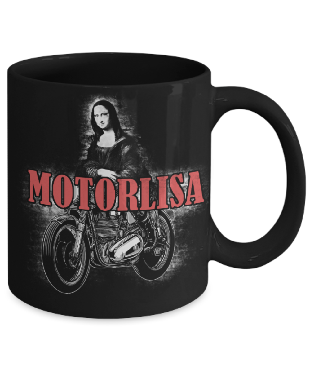 Riding Lovers Mugs , Motorlisa - Black Coffee Mug Porcelain Tea Cup 11 oz - Great Gift