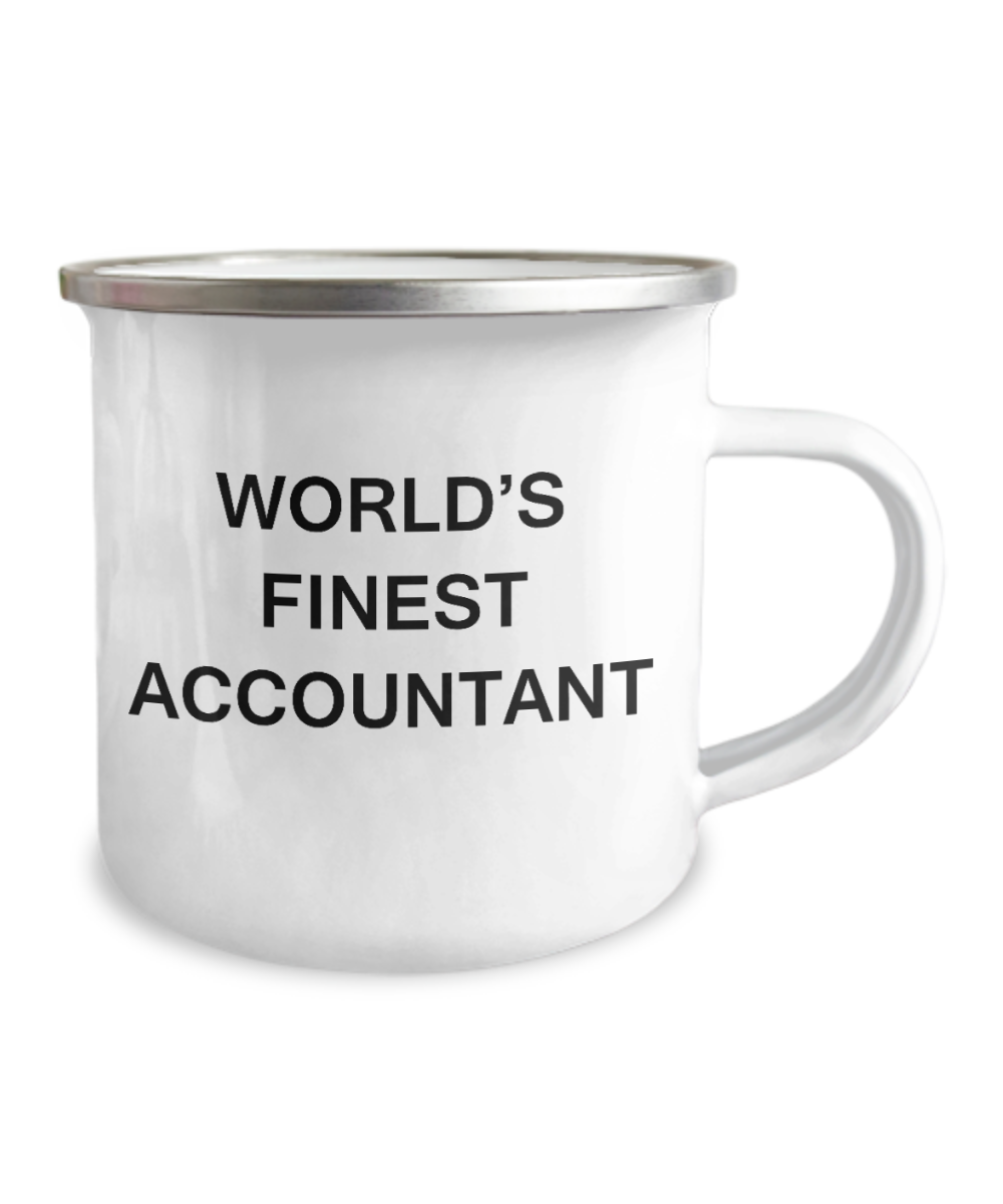 World's Finest Accountant Premium Coffee Mug- 12 Oz Stainless Steel Enamel Finish White Camper Coffee Mug
