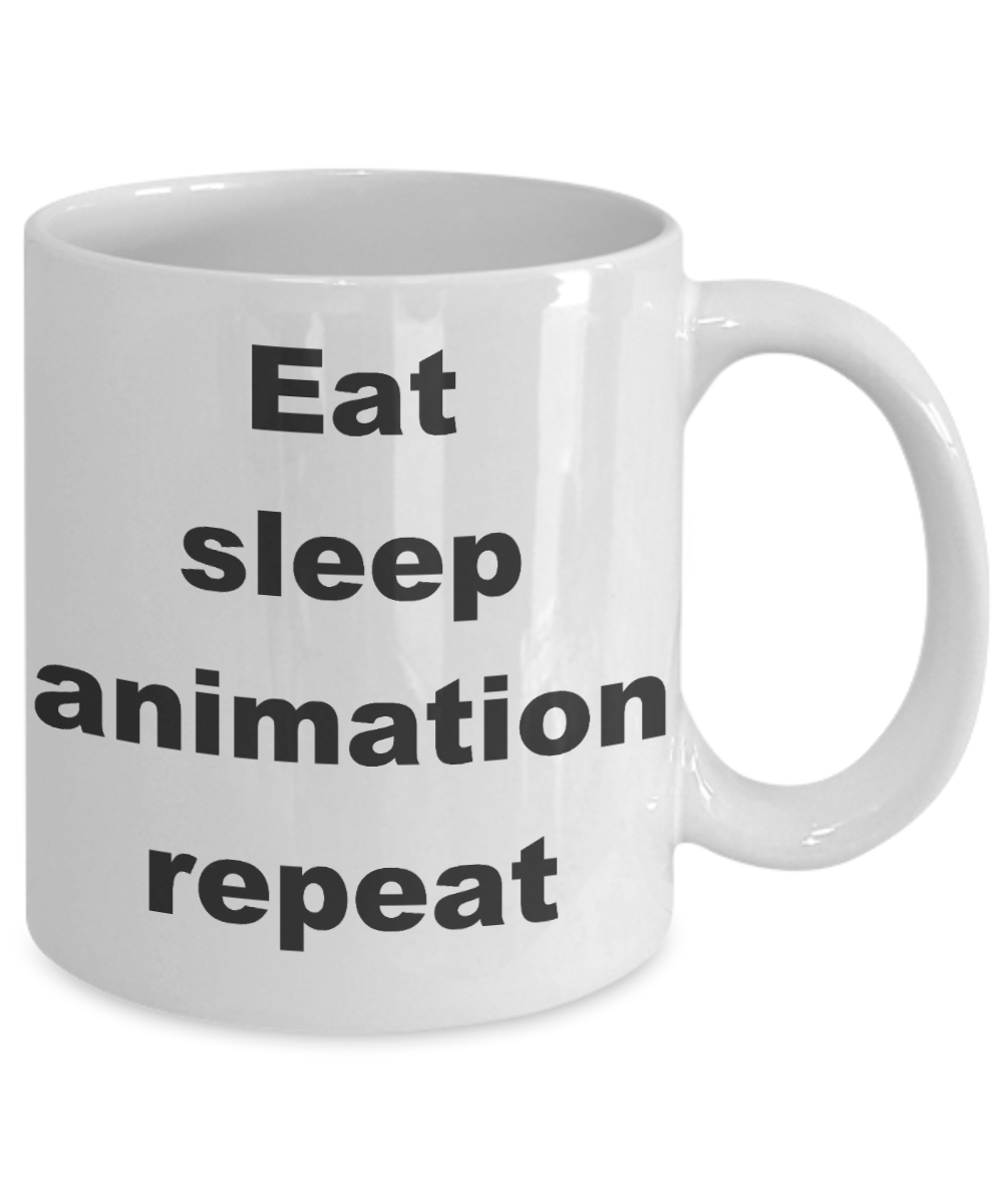 Animator Coffee mug,Eat sleep animation repeat-White Coffee Mug 11 oz