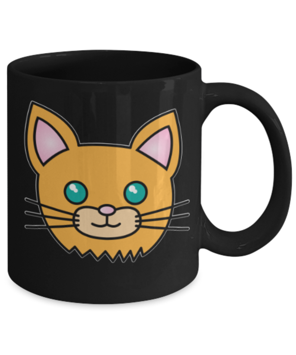 Gift gor cat lovers , Brown Cats - Black Coffee Mug Porcelain Tea Cup 11 oz - Great Gift