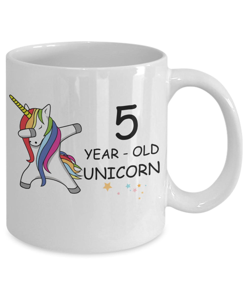 5th Birthday Gift for Women - 5 Year Old Unicorn Dabbing Mug - Funny White Porcelain Coffee 11 oz for Grandma, Mom, Sister, Best Friend, Women, Her - Legends are Born In 2015