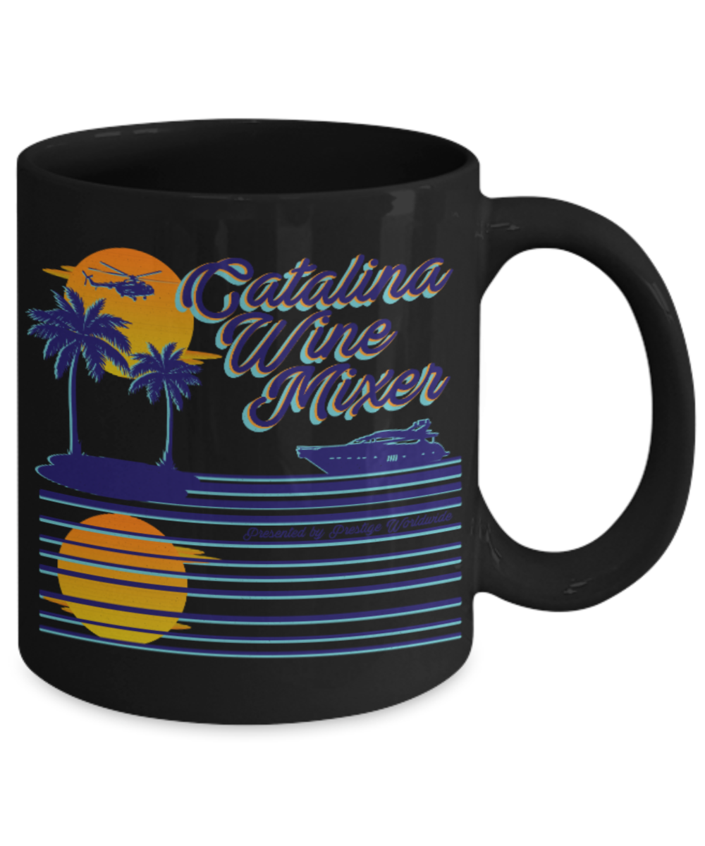 Pop culture lovers mugs , Catalina Wine Mixer - Black Coffee Mug Porcelain Tea Cup 11 oz - Great Gift