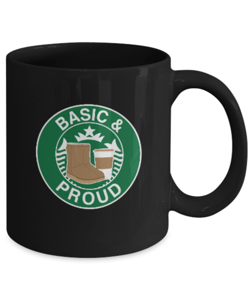 Pop culture lovers mugs , Basic & proud - Black Coffee Mug Porcelain Tea Cup 11 oz - Great Gift