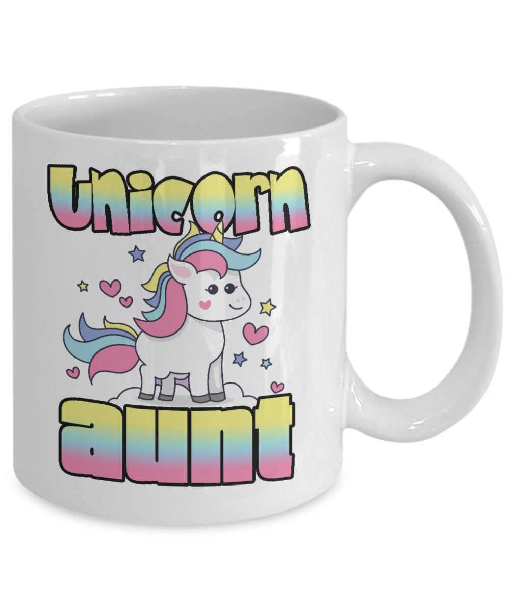 Aunt Coffee Mug, Unicorn Aunt, Aunt mug, coffee mug for aunt- White Porcelain Coffee Mug 11 Oz Funny Quotes Coffee Mug