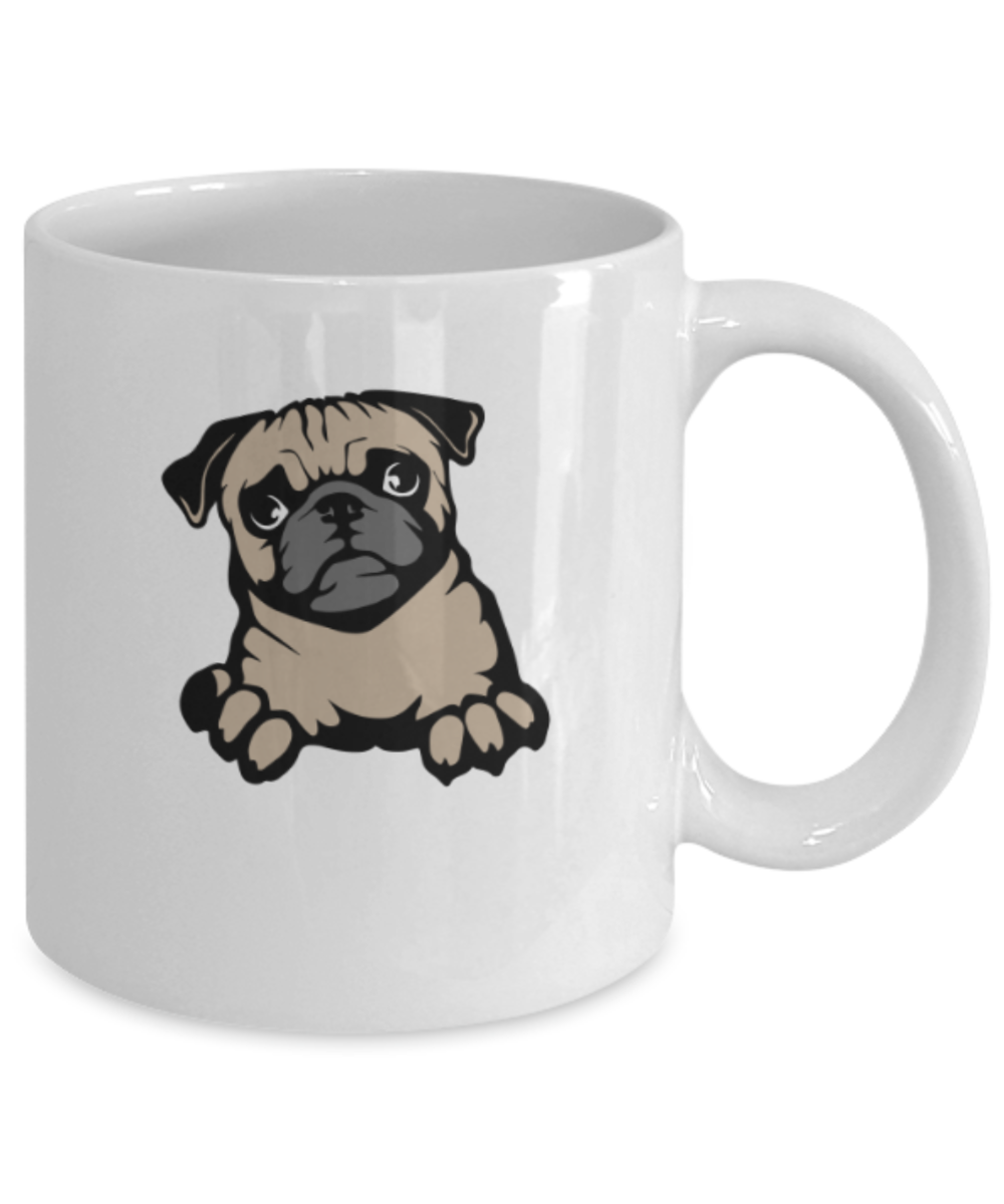 Gift gor dog lovers , Pugs not drugs - White Coffee Mug Porcelain Tea Cup 11 oz - Great Gift