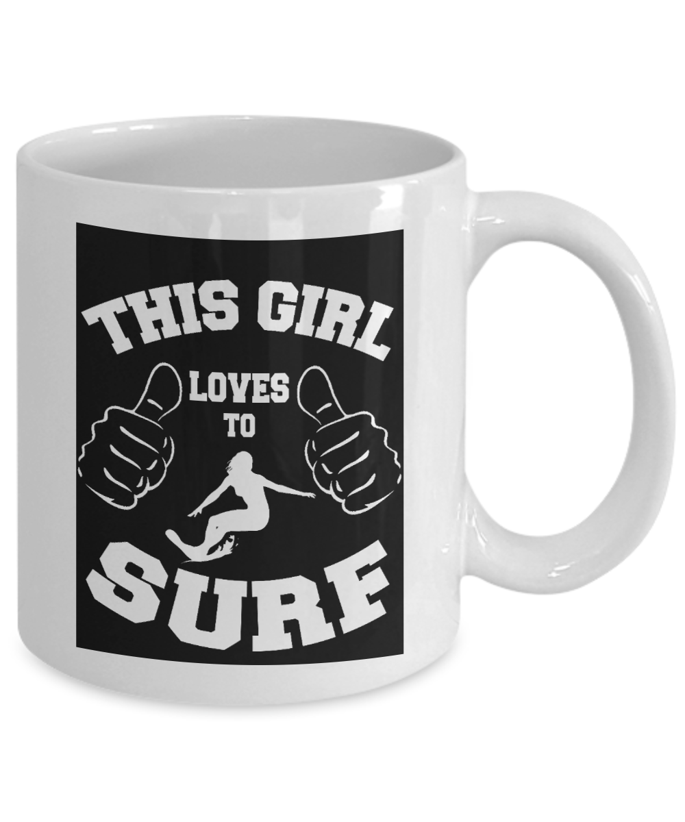 I Am Surfing Gift Coffee mug, This Girl Loves To Surf - White Porcelain Coffee Mug 11 oz For Girlfriend, Mother, Sister, Wife, Birthday, Christmas, Gift