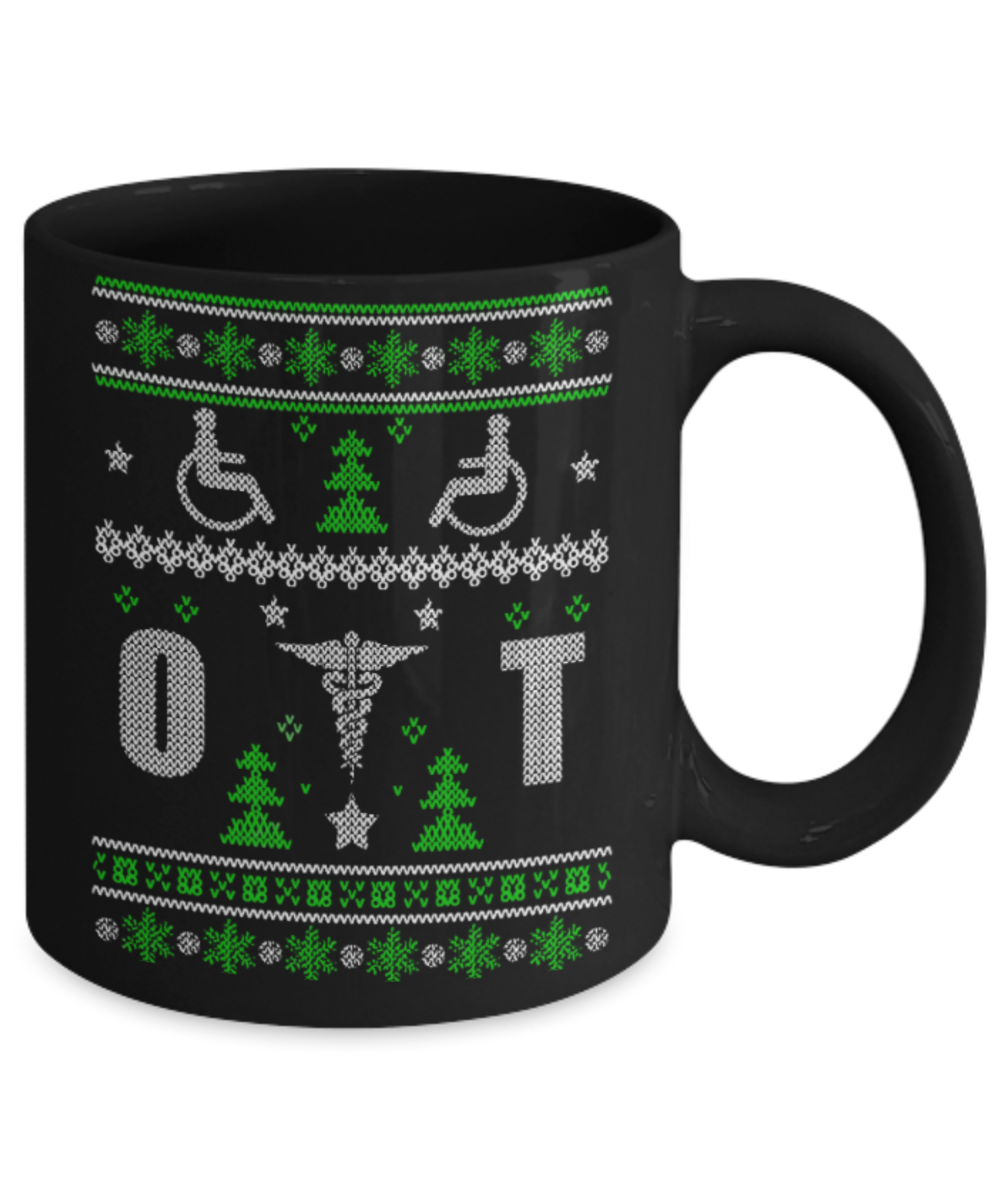 Peets coffee k cups christmas blend , Christmas Wheelchairs OT - Black Coffee Mug Porcelain Tea Cup 11 oz - Great Gift