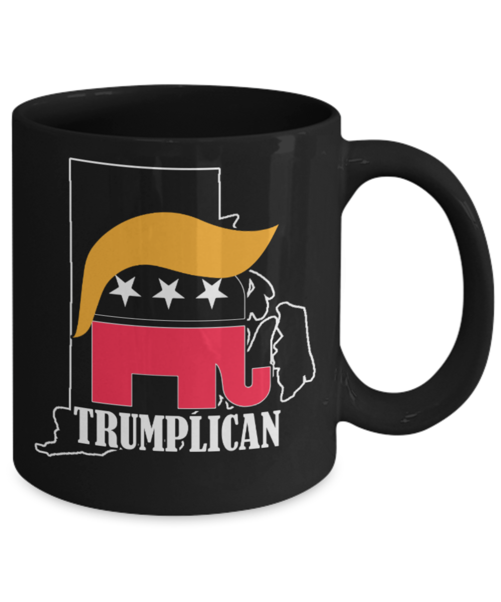 Trumplican - Black Coffee Mug Porcelain Tea Cup 11 oz - Great Gift