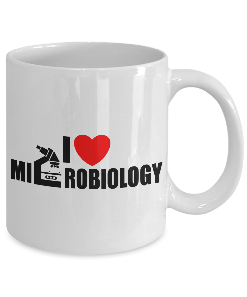 Being A Microbiologist Coffee Mug, I Love Microbiology-White Porcelain Coffee Mug 11 oz for Microbiologist, scientist, Lab, science